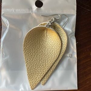 Gold leather drop earrings NEW